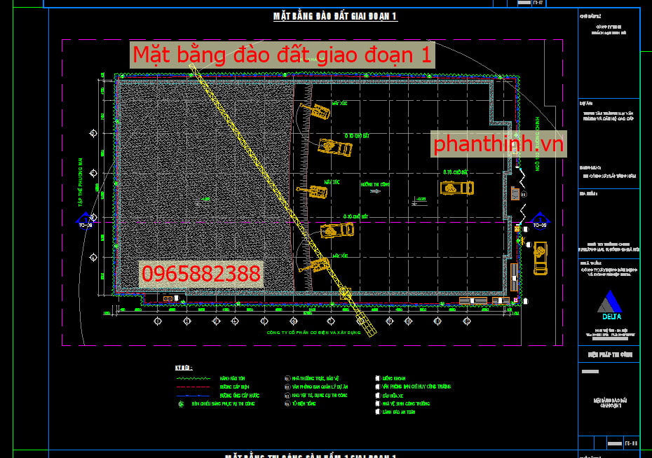 Mặt bằng đào đất giai đoạn 1.