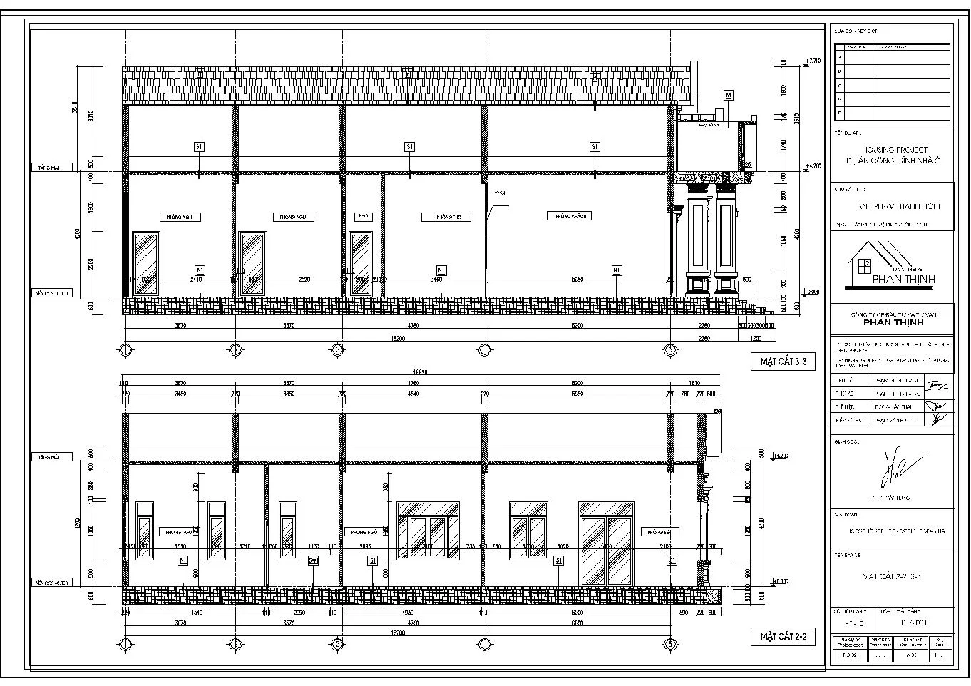 Mặt cắt dọc công trình