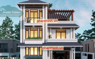 Bản vẽ thiết kế nhà biệt thự 3 tầng mái thái mái nhật autocad Quảng Ninh