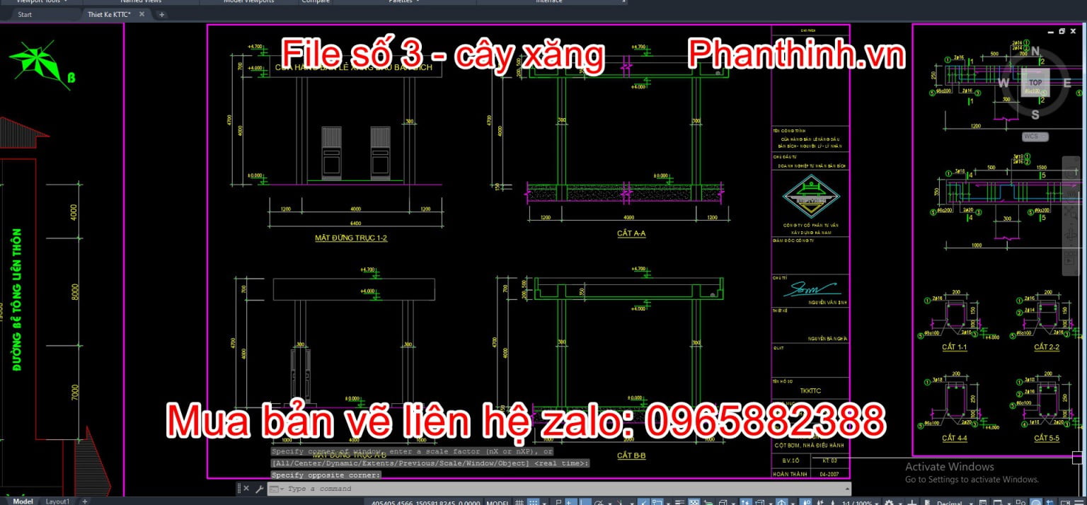 4+ Hồ sơ thiết kế bản vẽ cây xăng cad, gồm bản vẽ, dự toán