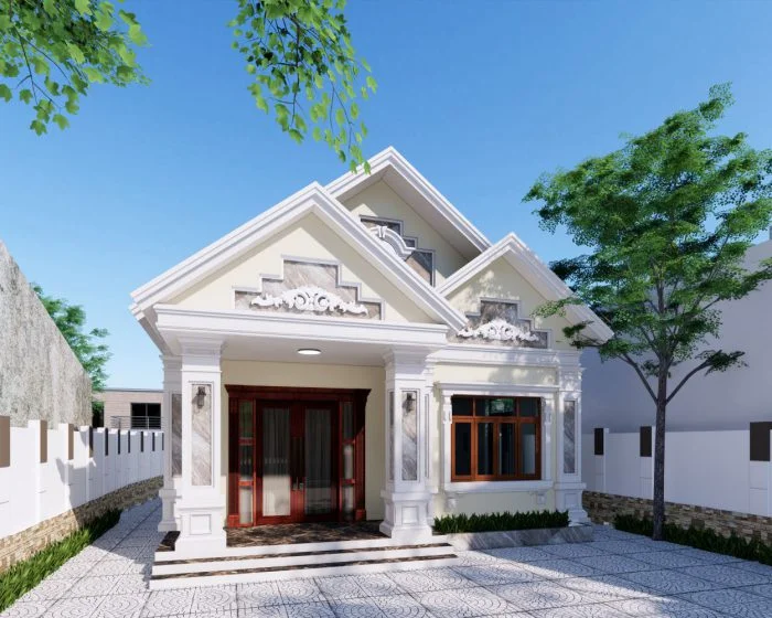 Mẫu mặt tiền nhà cấp 4 full bộ hồ sơ thiết kế, kiến trúc, kết cấu và điện nước
