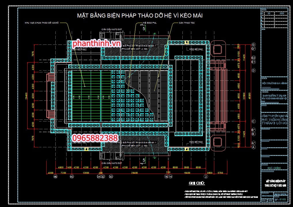 Bản vẽ biện pháp thi công tháo dỡ cad.