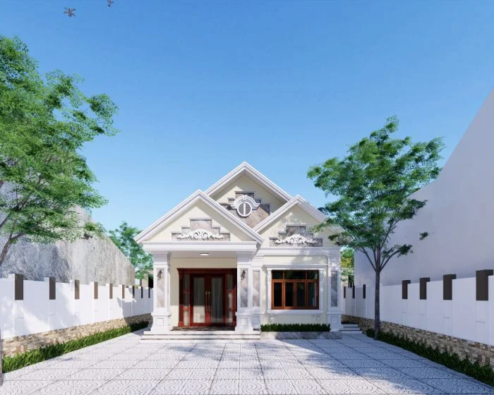 Phối cảnh mặt tiền thiết kế nhà cấp 4 đẹp tại Hạ Long, Quảng Ninh
