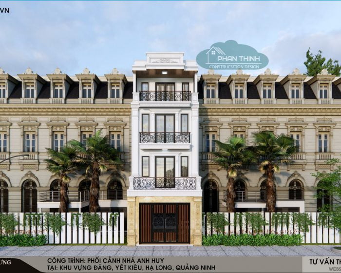 Mẫu bản vẽ thiết kế nhà 4 tầng tân cổ điển ở Hạ Long Quảng Ninh