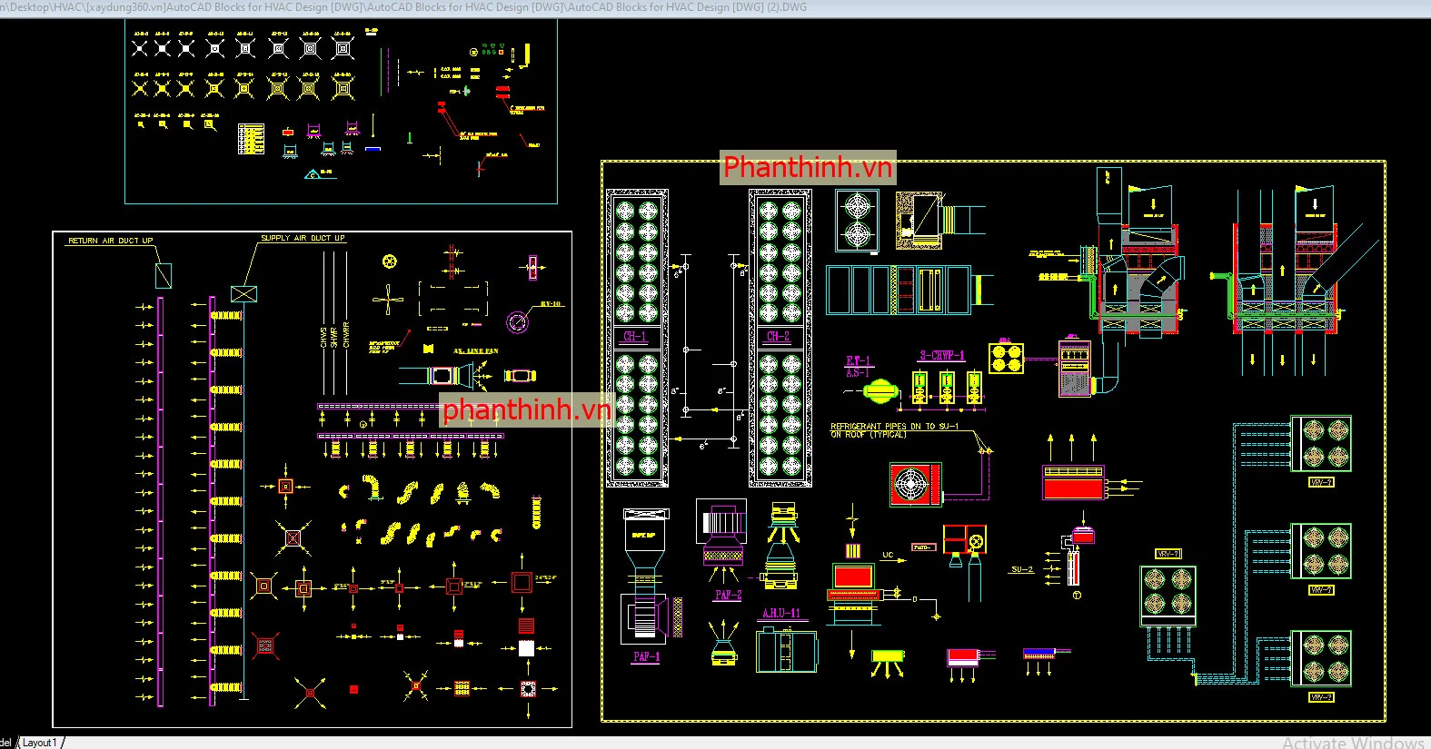 Thư viện cad điều hòa âm trần