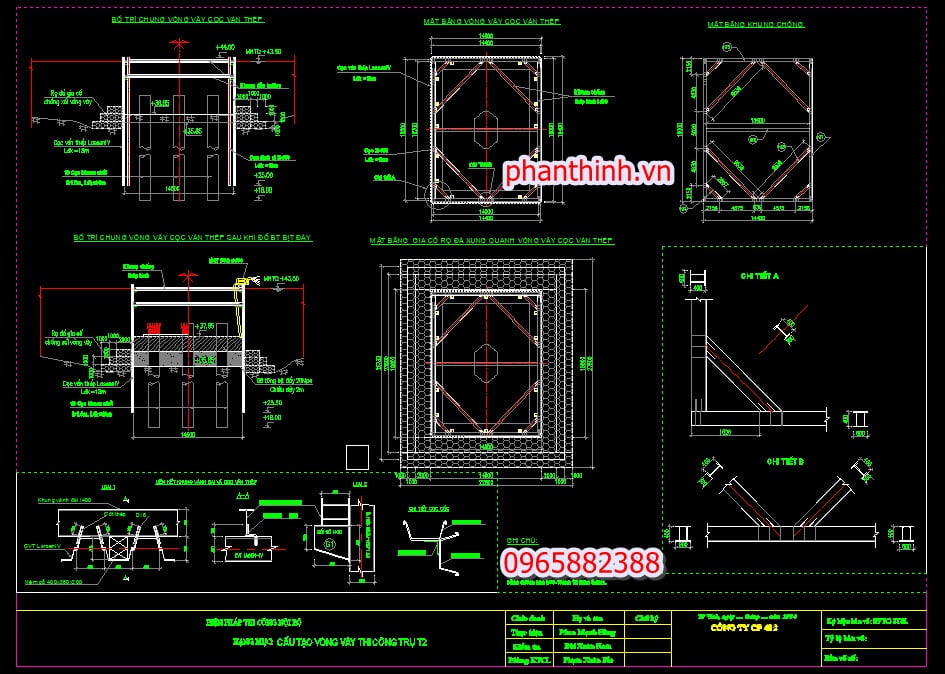 Tải download bản vẽ biện pháp thi công trụ cầu autocad