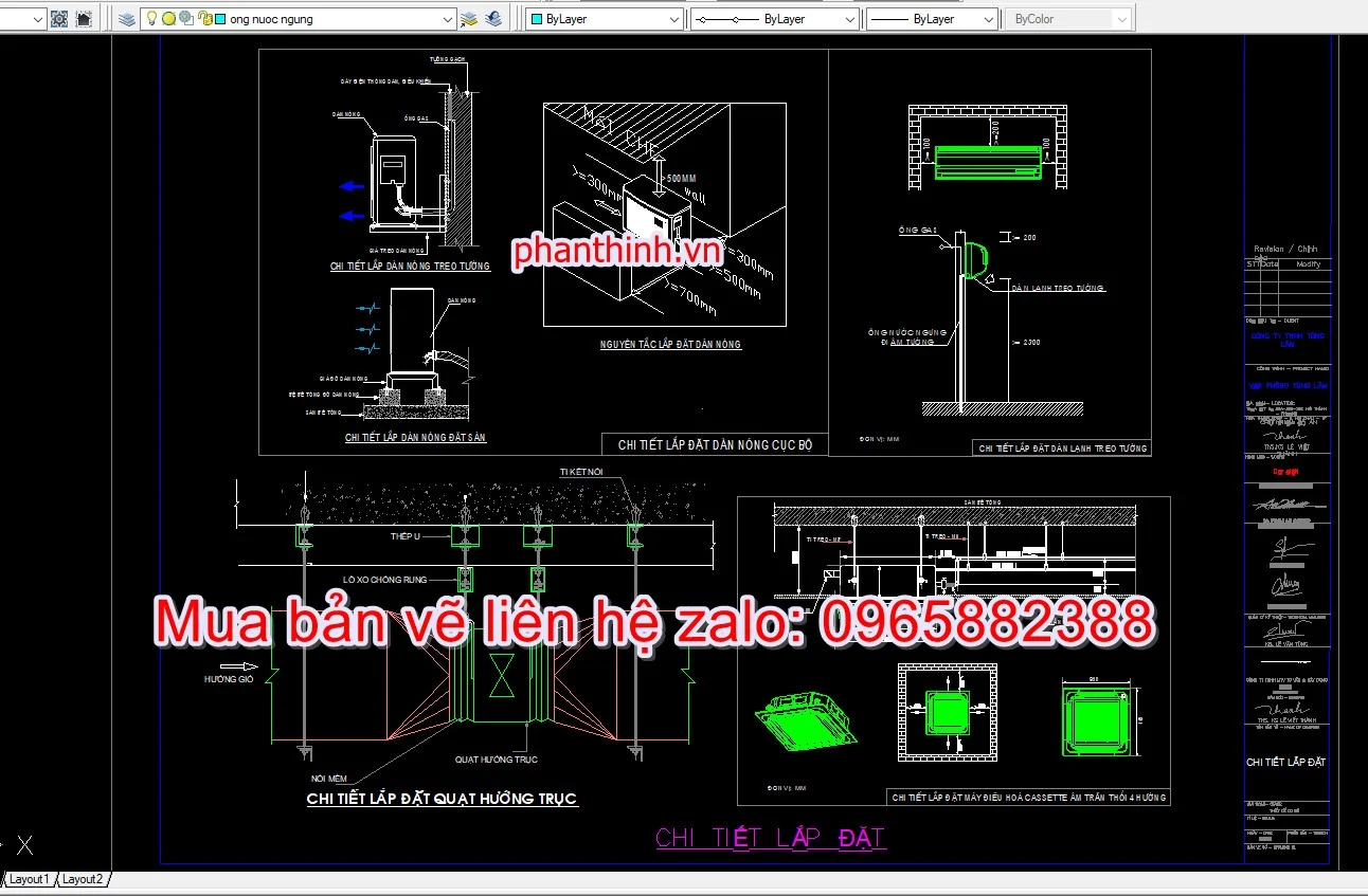 Thiết kế điều hòa, quạt thông gió nhà cao tầng autocad.