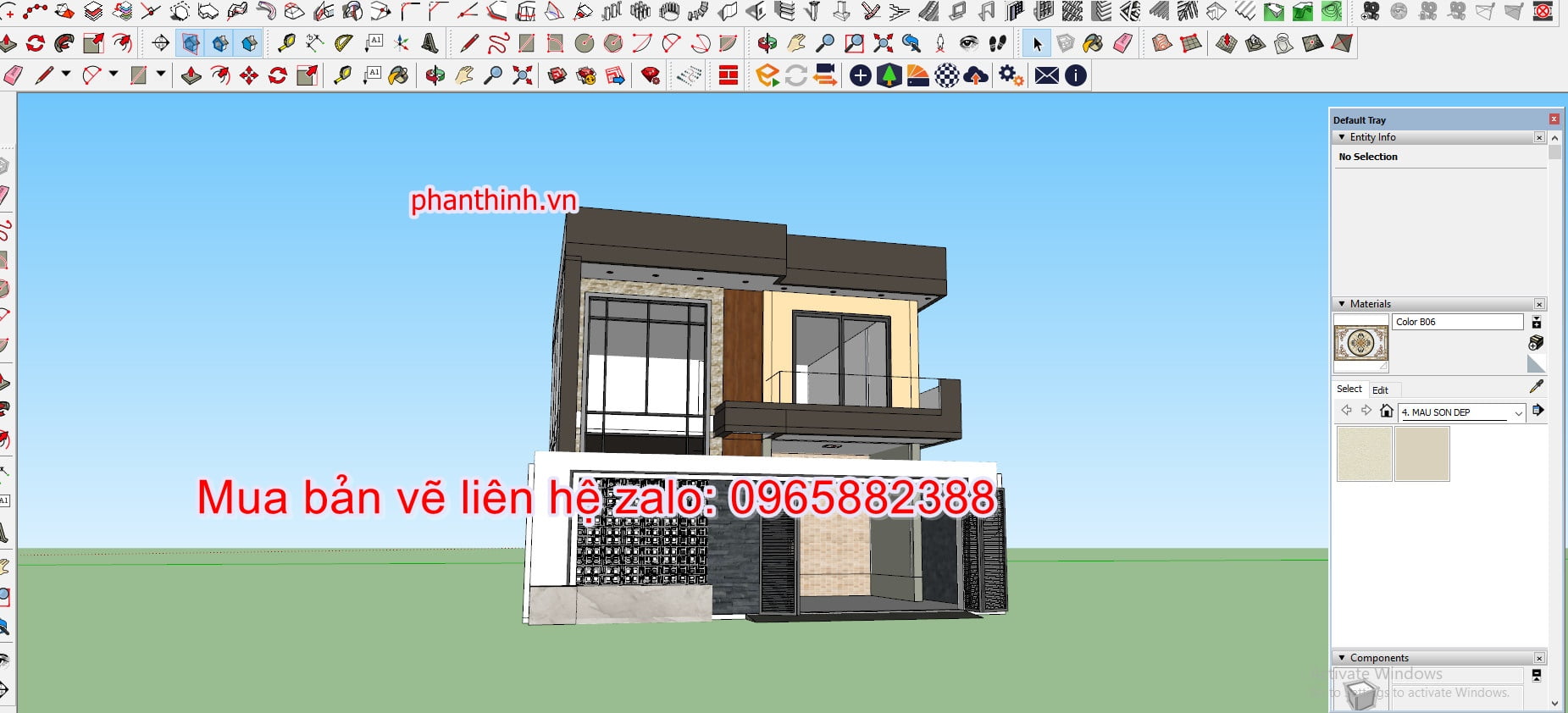 Biệt thự 2 tầng hiện đại sketchup.