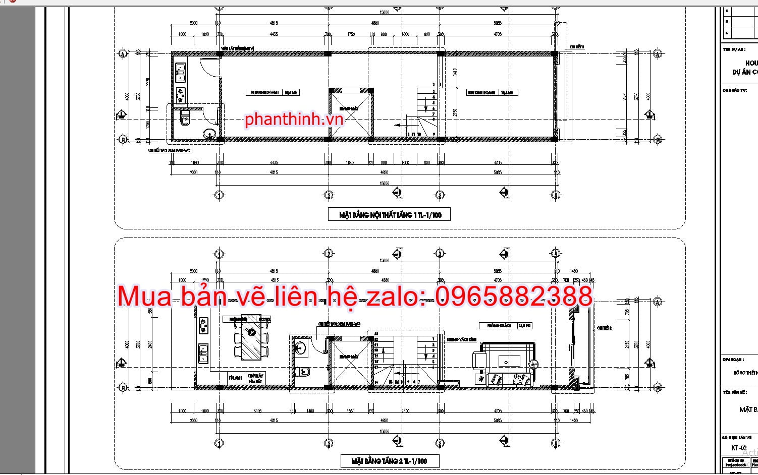 Thiết kế mặt bằng tại tầng 1 và 2.