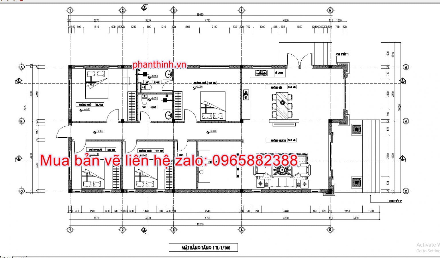 Tải bản vẽ cad nhà cấp 4 full 4 phòng ngủ phong cách mái thái 10mx20m