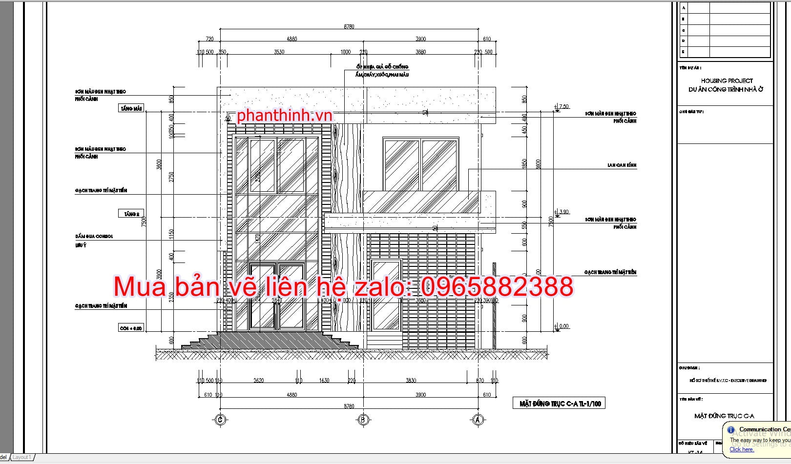 Mặt đứng công trình.