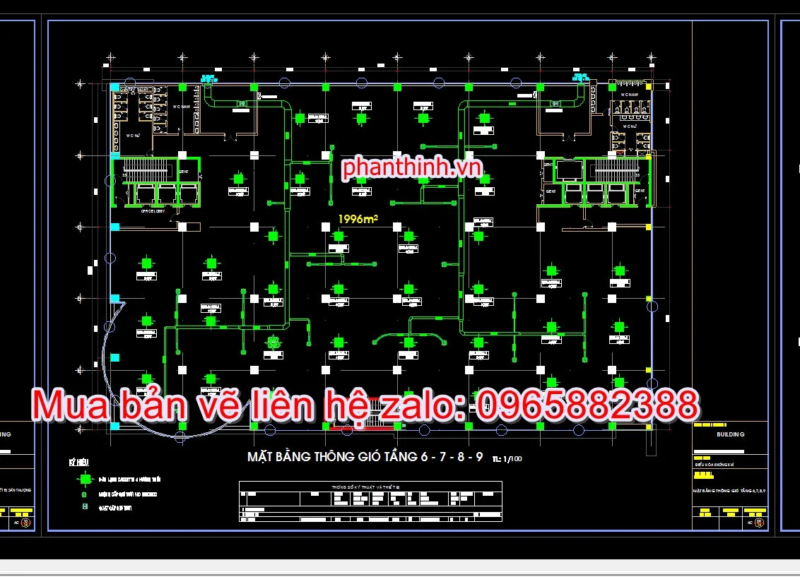 Mặt bằng hệ thống điều hòa không khí nhà cao tầng HVAC autocad.
