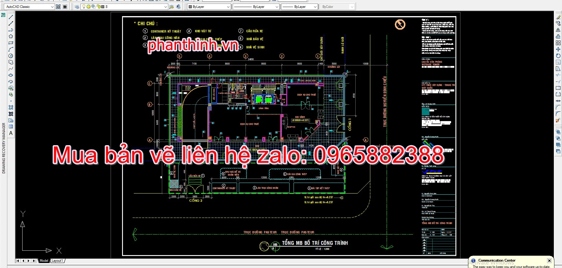 Mặt bằng định vị công trình.