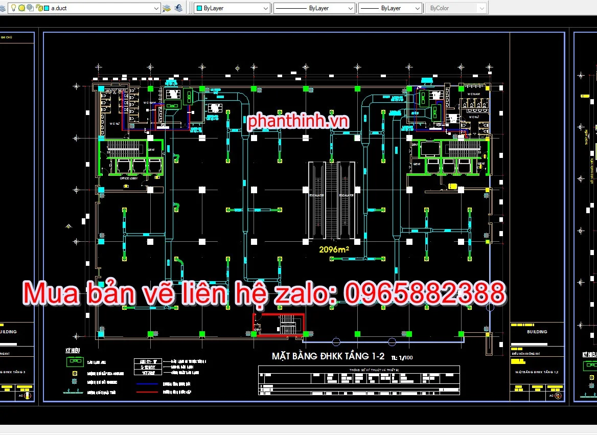 Mặt bằng hệ thống điều hòa không khí nhà cao tầng HVAC autocad.