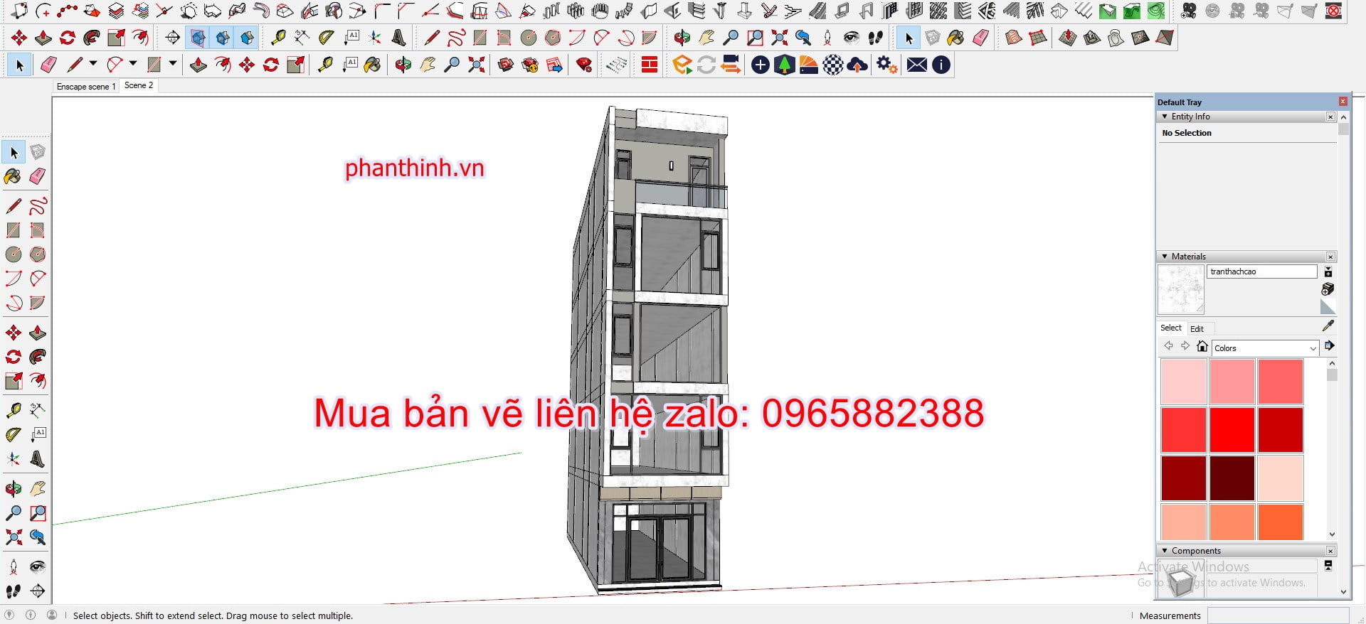 Mẫu thiết kế nhà 5 tầng sketchup đẹp.