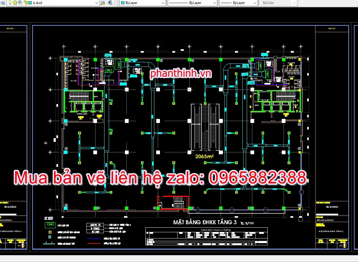 Mặt bằng HVAC chi tiết và đầy đủ.