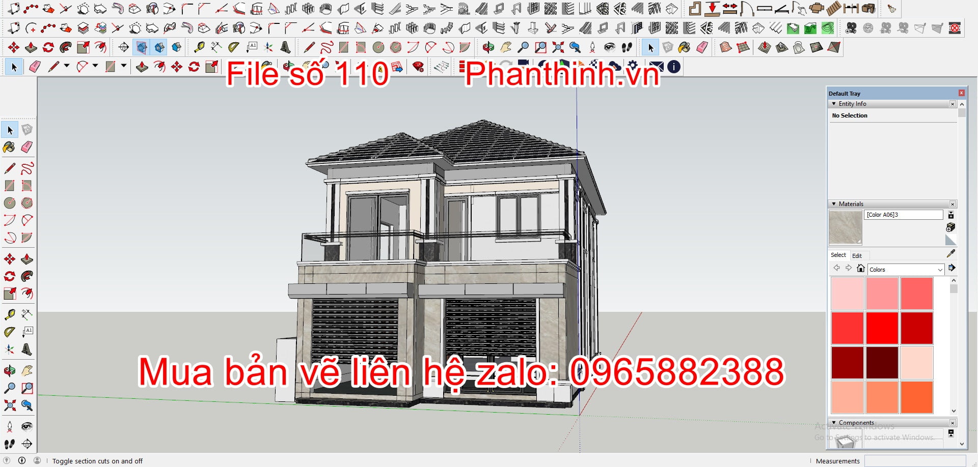 File 3D sketchup nhà mái nhật 2 tầng đẹp