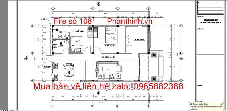 Bản vẽ nhà cấp 4 mái thái 8mx14m 2 phòng ngủ full autocad