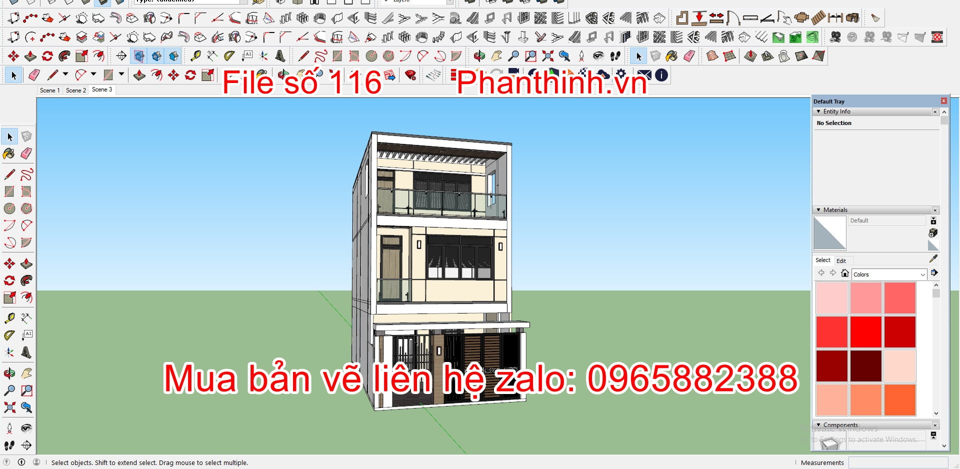 3D sketchup file bản vẽ thiết kế nhà đẹp.