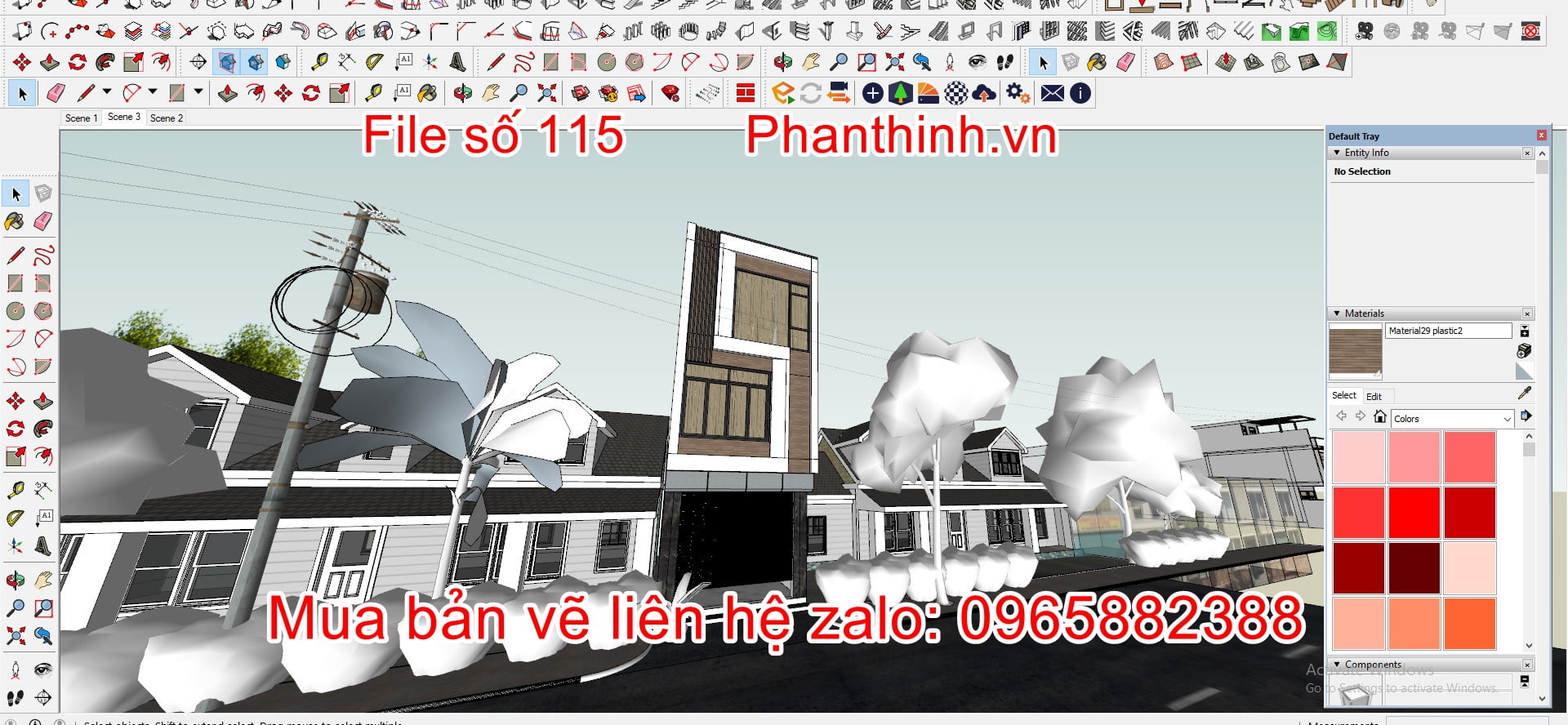 File 3D sketchup nhà phố 4mx15m
