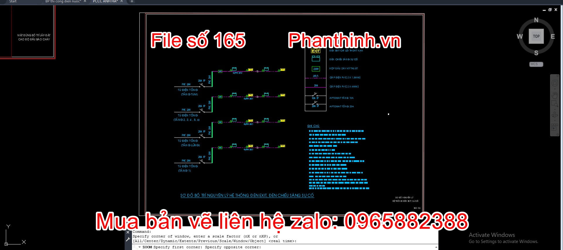 Sơ đồ nguyên lý hệ thống Exit PCCC autocad.