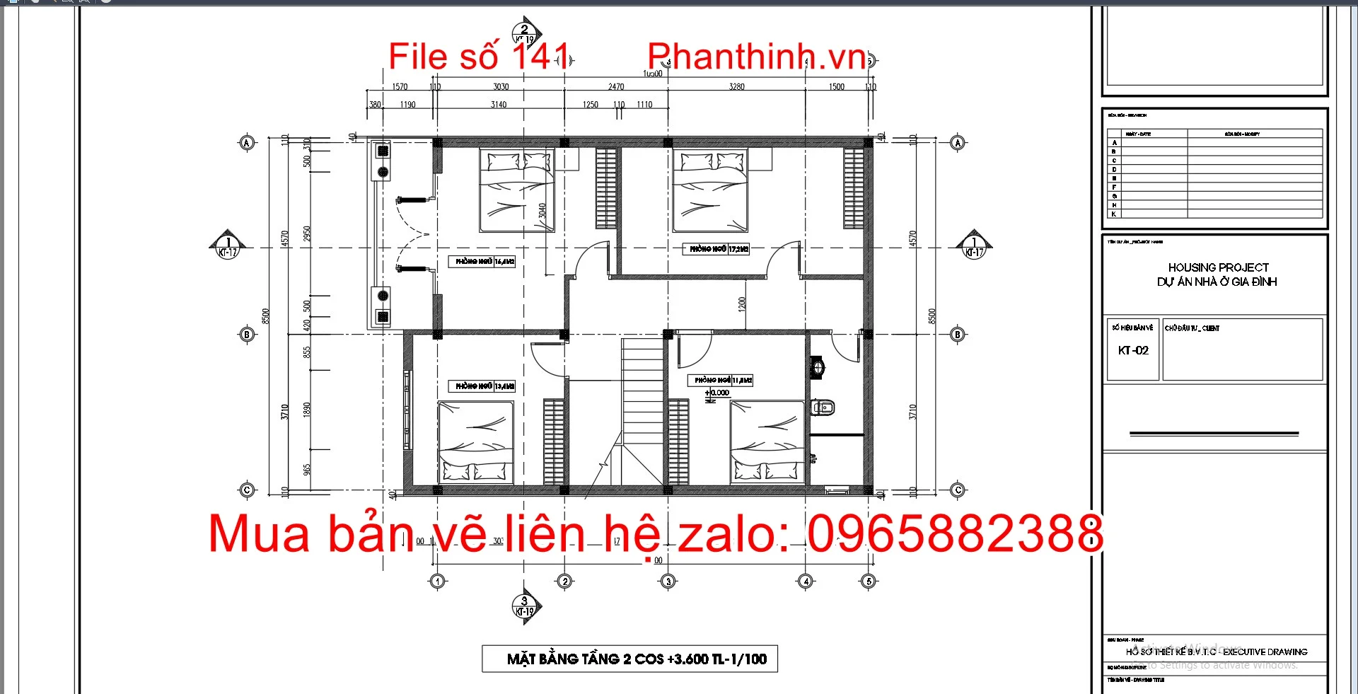 Mặt bằng tại tầng 2 biệt thự 8,5mx10,5m