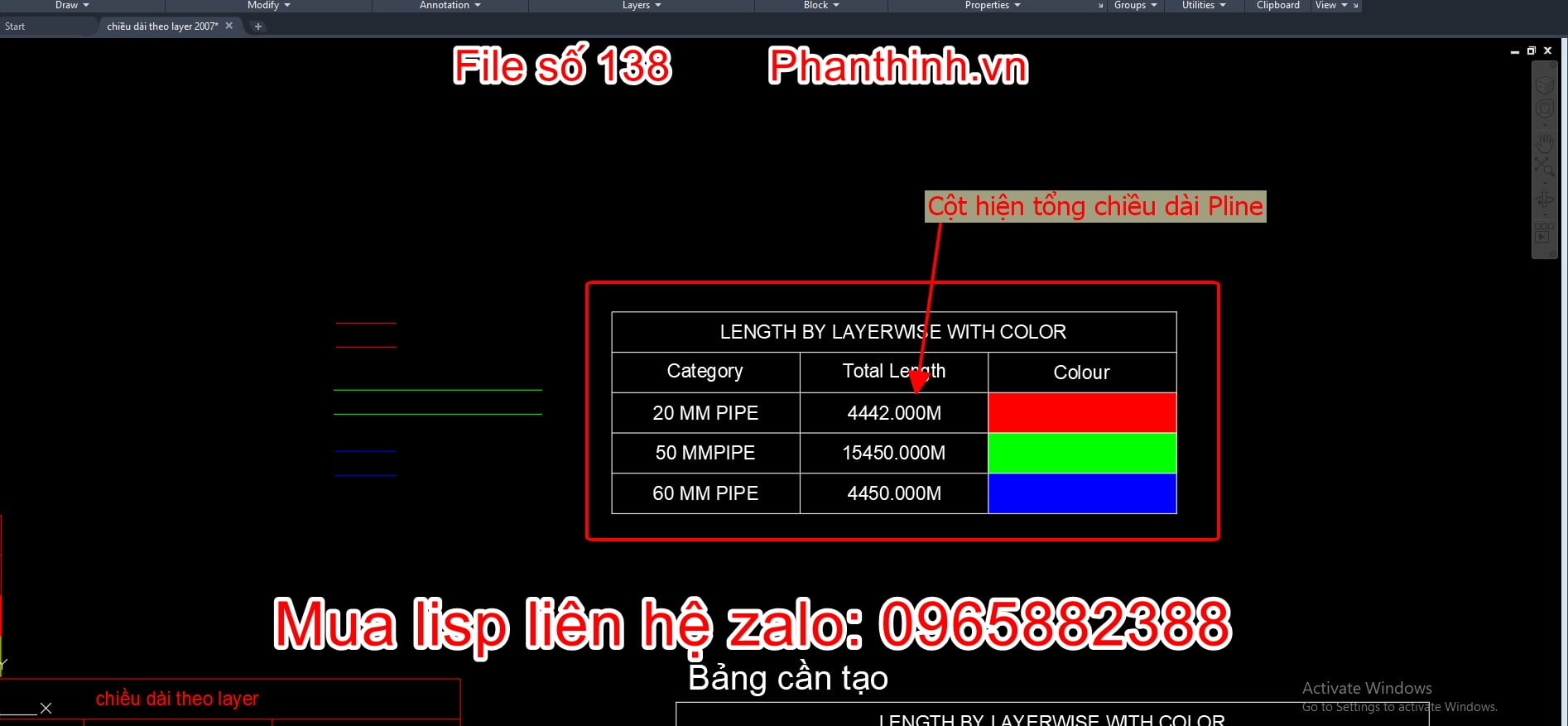 Lisp Tính Tổng Chiều Dài Polyline Theo Layer Trong Autocad.