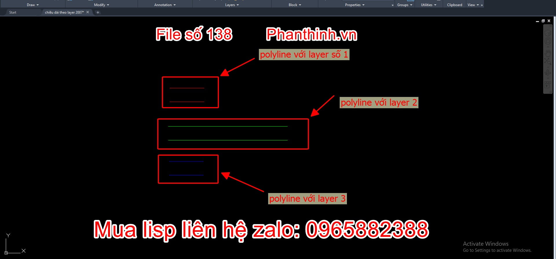 Lisp Tính Tổng Chiều Dài Polyline Theo Layer Trong Autocad.