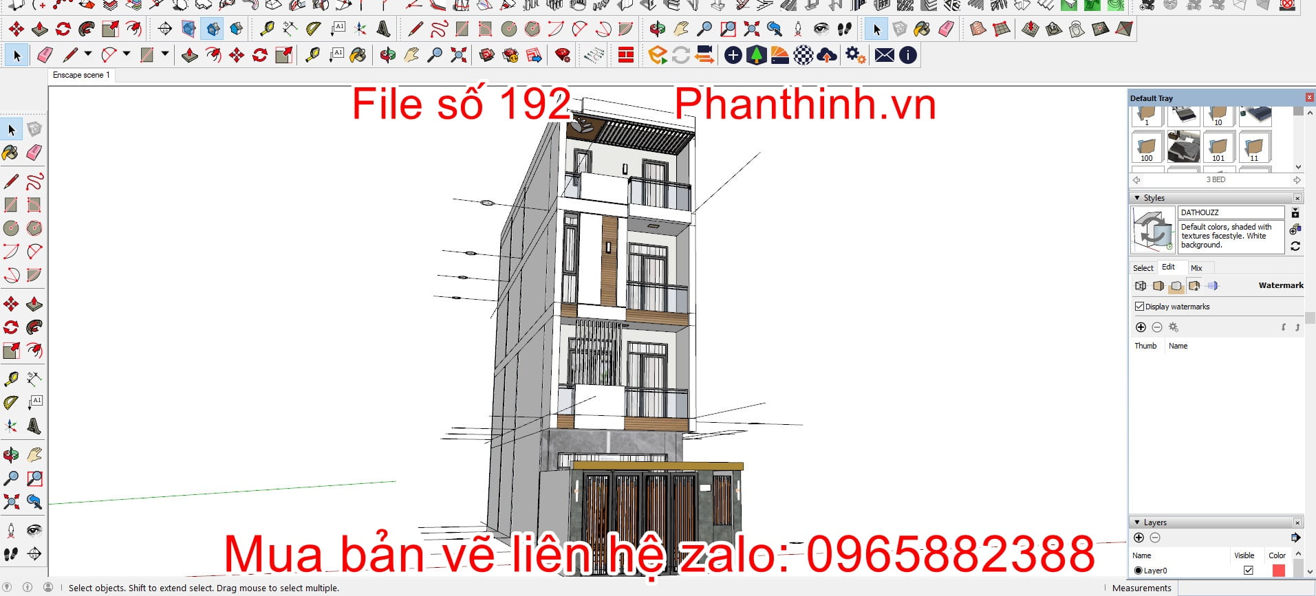 3D sketchup tải file cad nhà phố