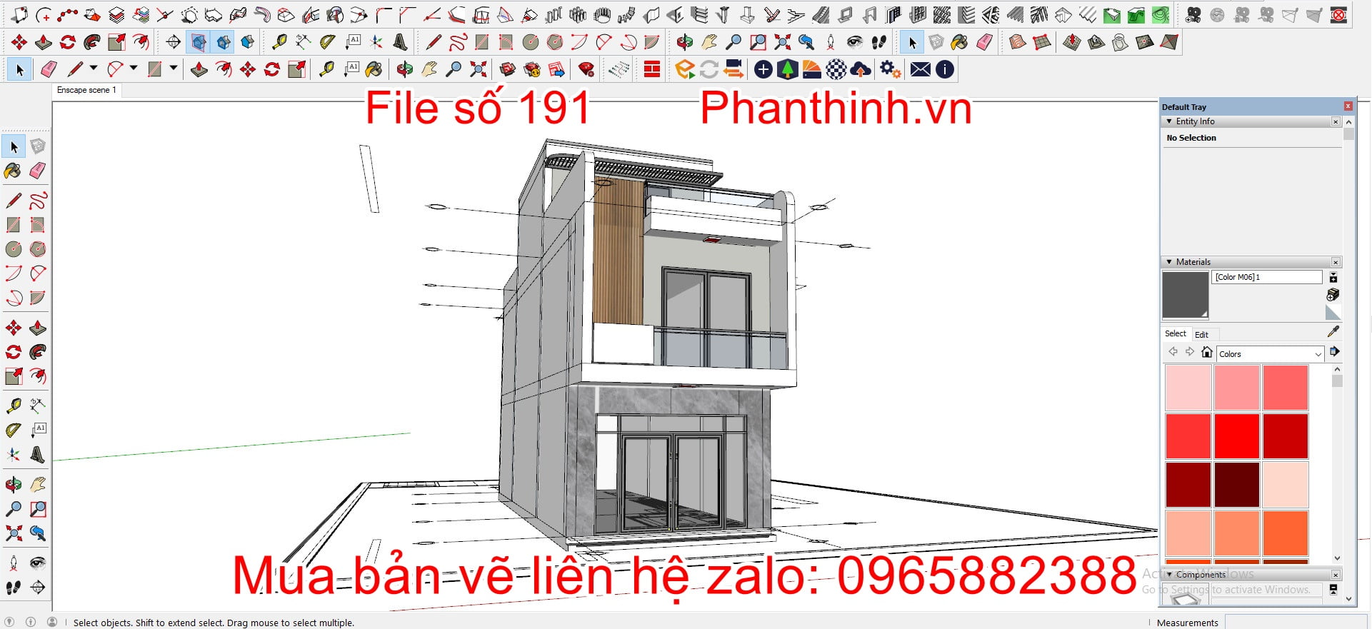Download bản vẽ nhà 3 tầng 3D sketchup