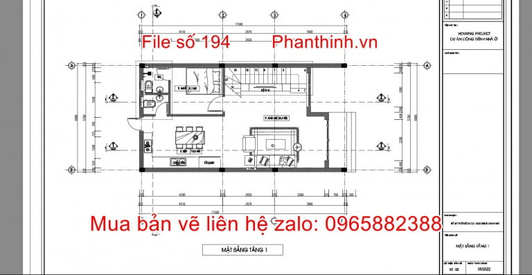 Hồ sơ bản vẽ nhà phố 3 tầng mặt tiền 6mx11,5m hiện đại autocad