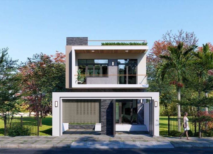 Mẫu thiết kế mặt tiền nhà 2 tầng ở Hà Tu Hạ Long Quảng Ninh