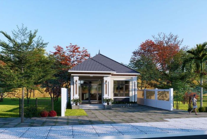 Thiết kế nhà cấp 4 1 tầng mái nhật ở Hạ Long Quảng Ninh