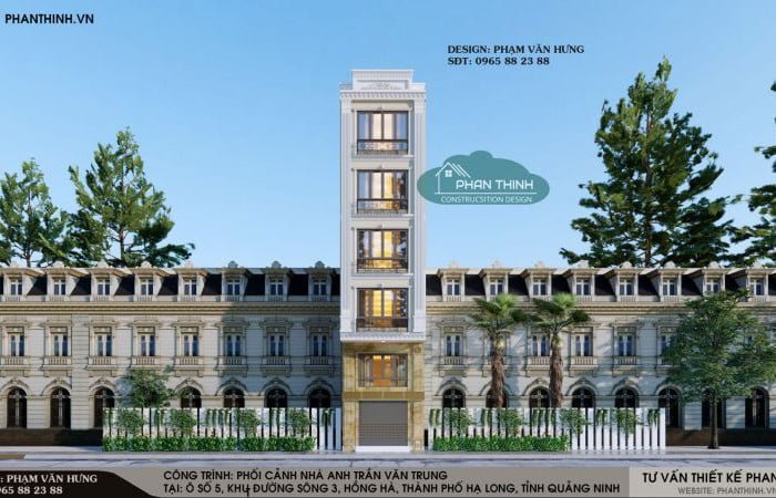Nhà ống 5 tầng tân cổ điển đẹp