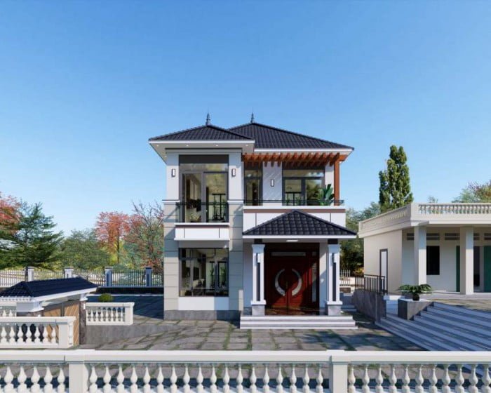 Mẫu thiết kế biệt thự 2 tầng mái nhật ở Hạ Long Quảng Ninh