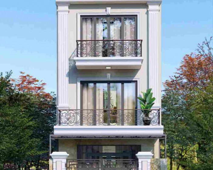 Thiết kế nhà tân cổ 3 tầng