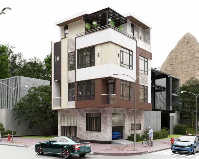 Mẫu nhà phố 4 tầng hiện đại 2 mặt tiền ở Hạ Long