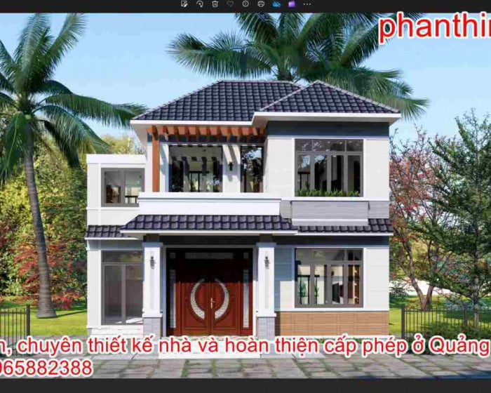 Thiết kế mặt tiền nhà 2 tầng mái nhật ở Hạ Long