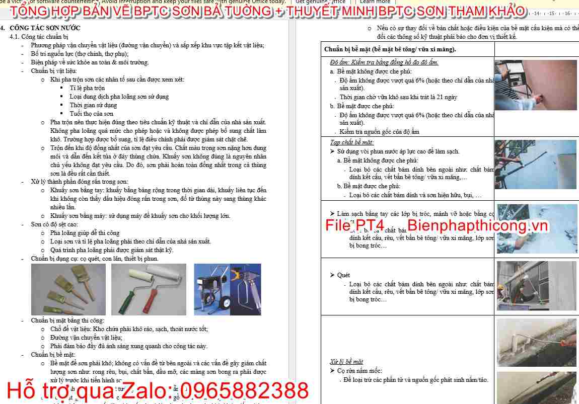 Thuyết minh biện pháp thi công sơn nước.