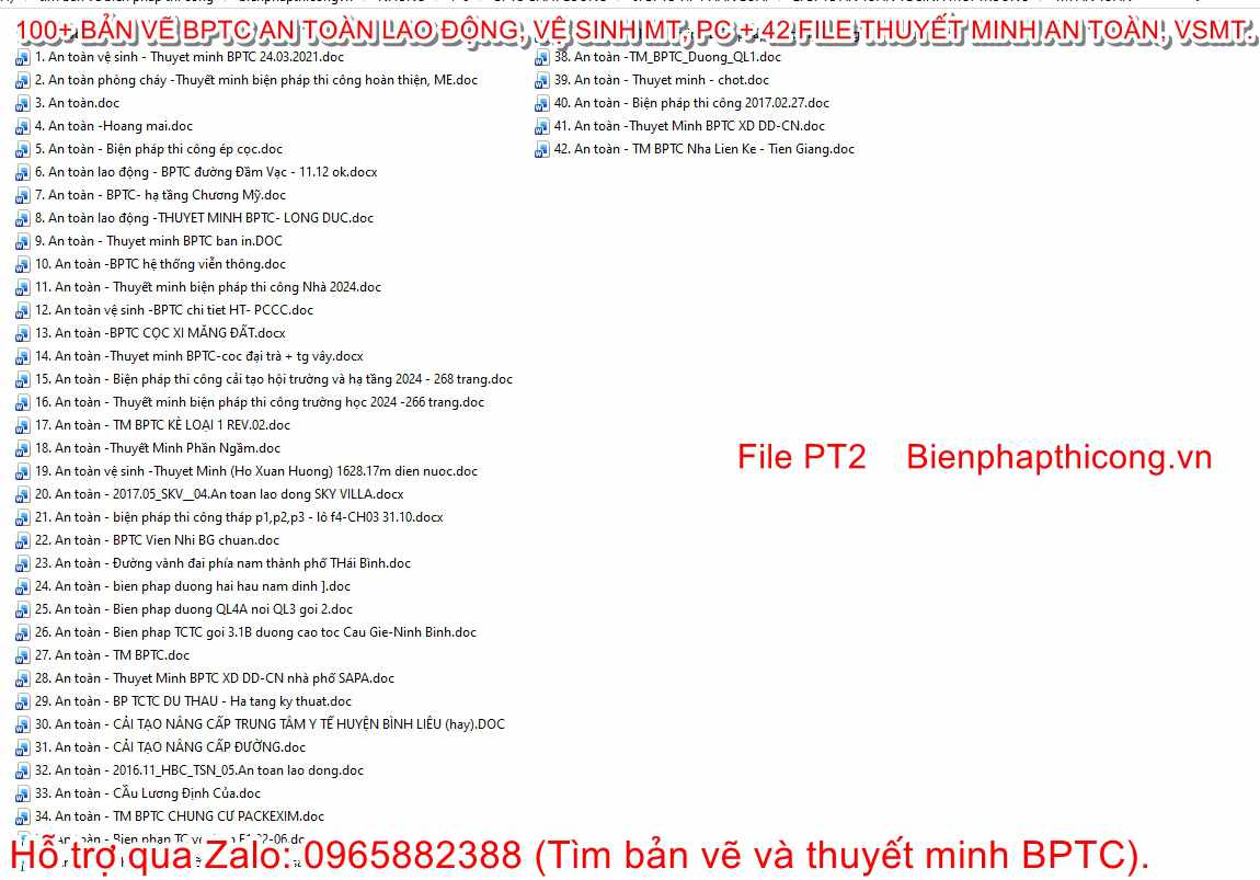 Tổng hợp thuyết minh an toàn lao động, vệ sinh môi trường.