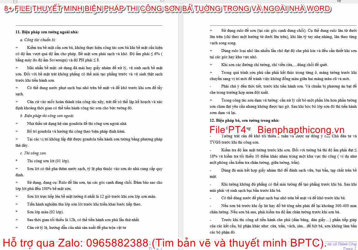 Thuyết minh sơn tường ngoài nhà dự thầu.