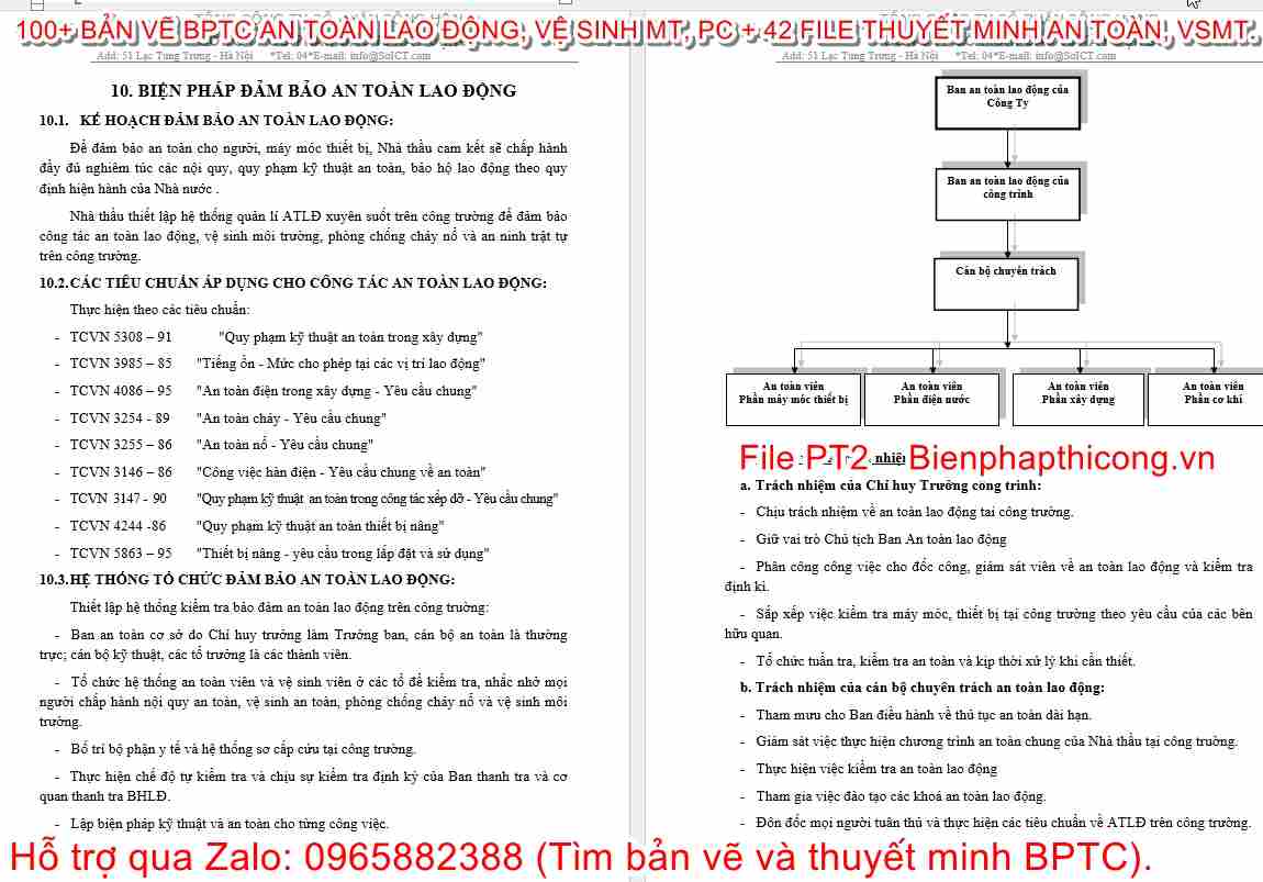 Thuyết minh biện pháp đảm bảo an toàn lao động.