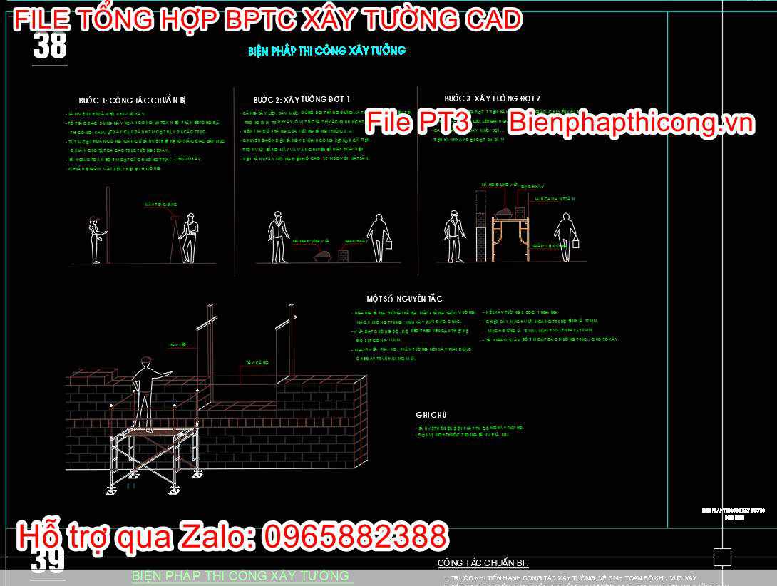 Biện pháp xây tường cad.
