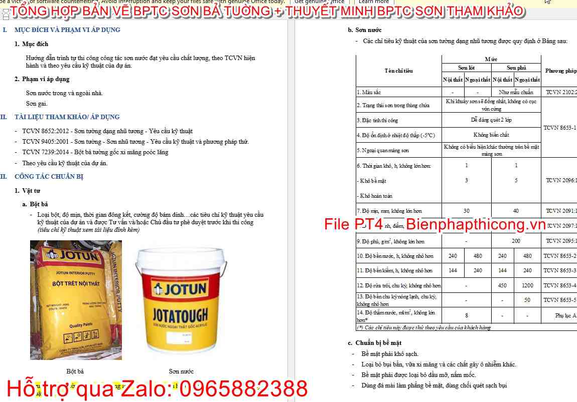 Thuyết minh biện pháp thi công sơn nước.