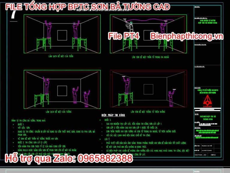 20+ Bản vẽ biện pháp thi công sơn bả tường file autocad