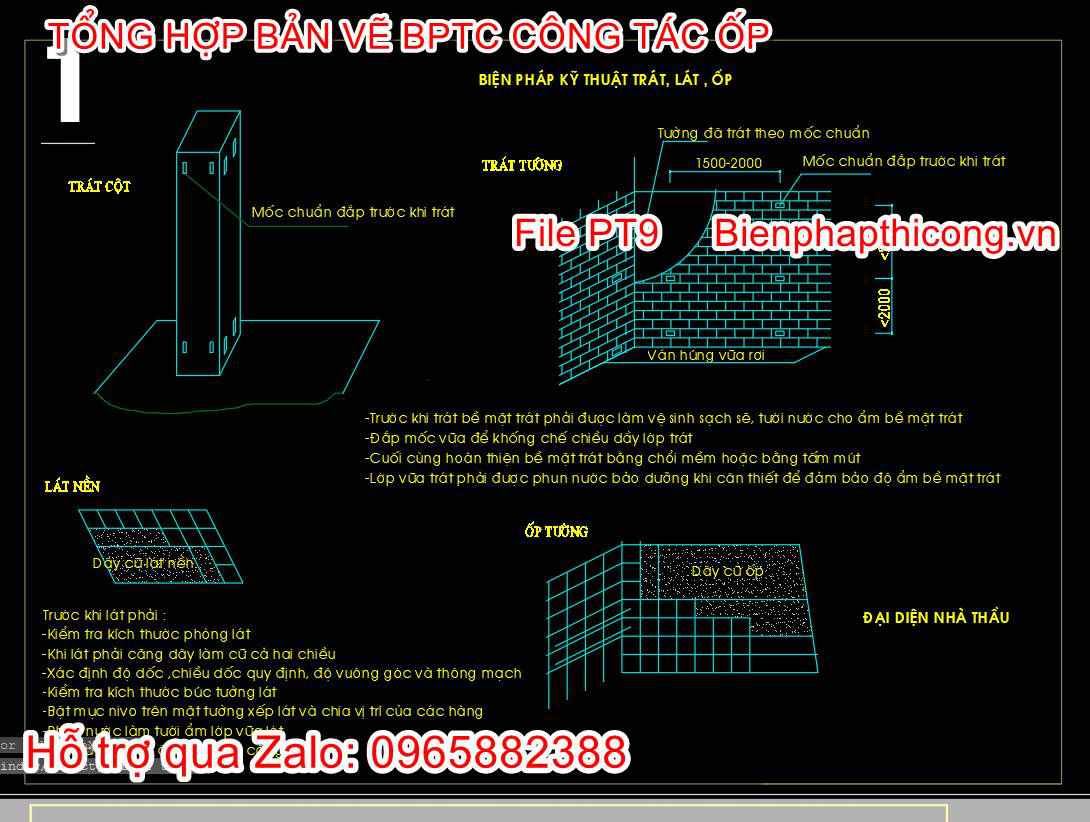 Bản vẽ biện pháp thi công kỹ thuật ốp cad.