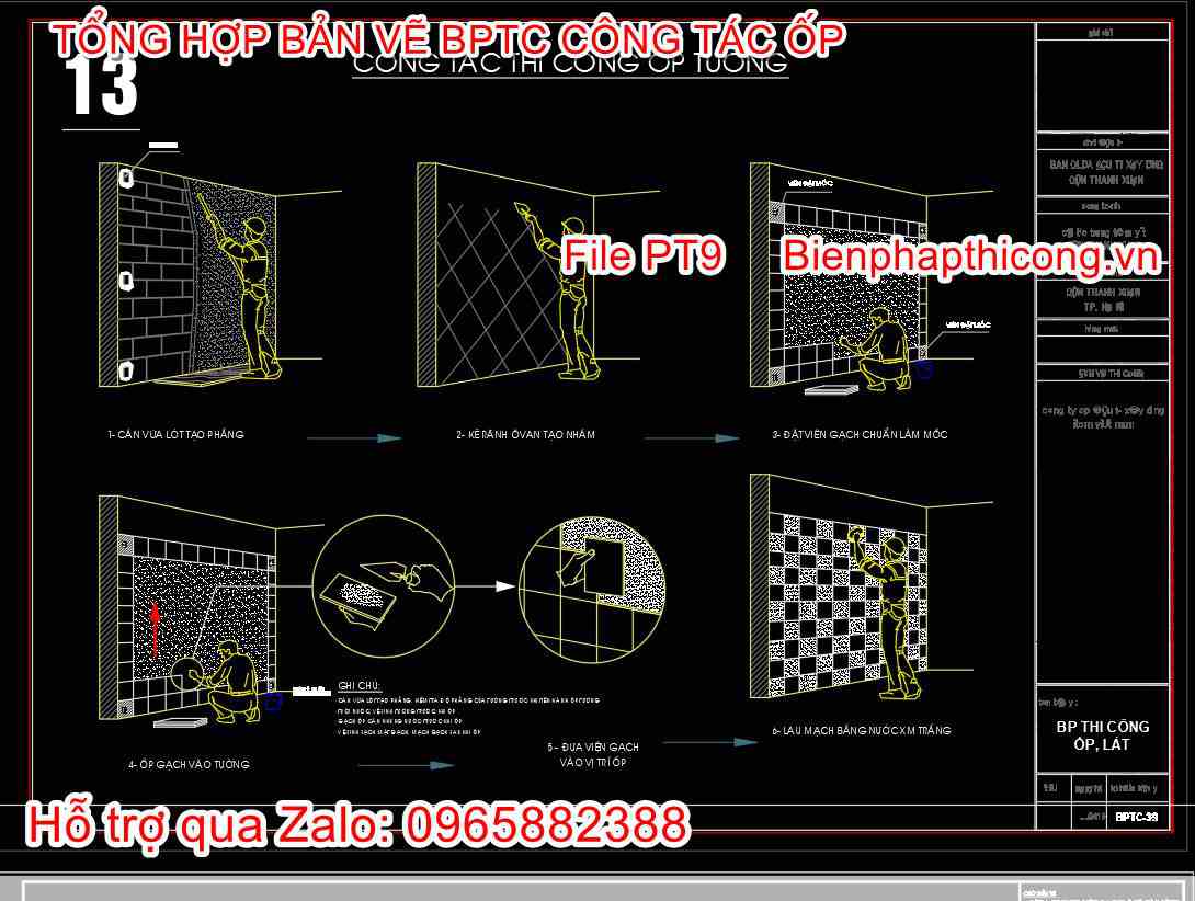 Bản vẽ biện pháp thi công công tác ốp tường.