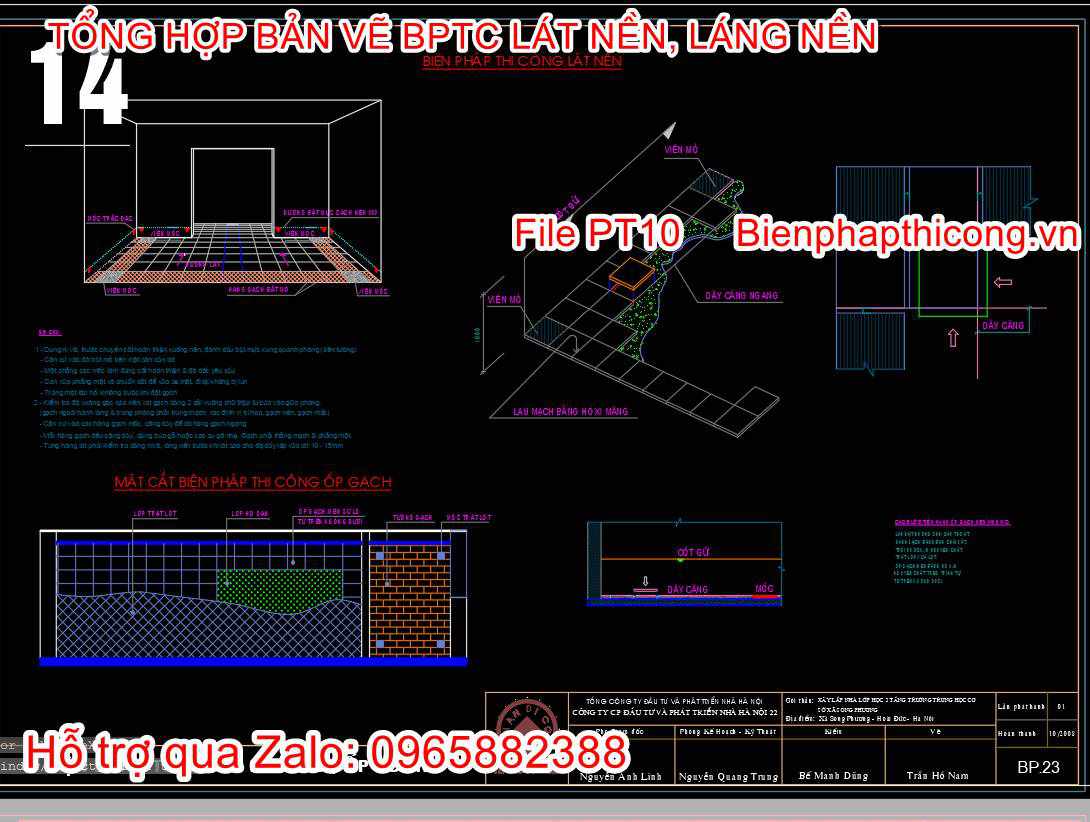 Bản vẽ bptc thi công lát nền.