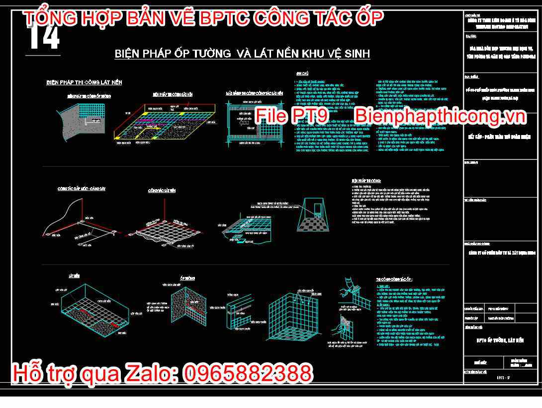 Biện pháp ốp tường cad.