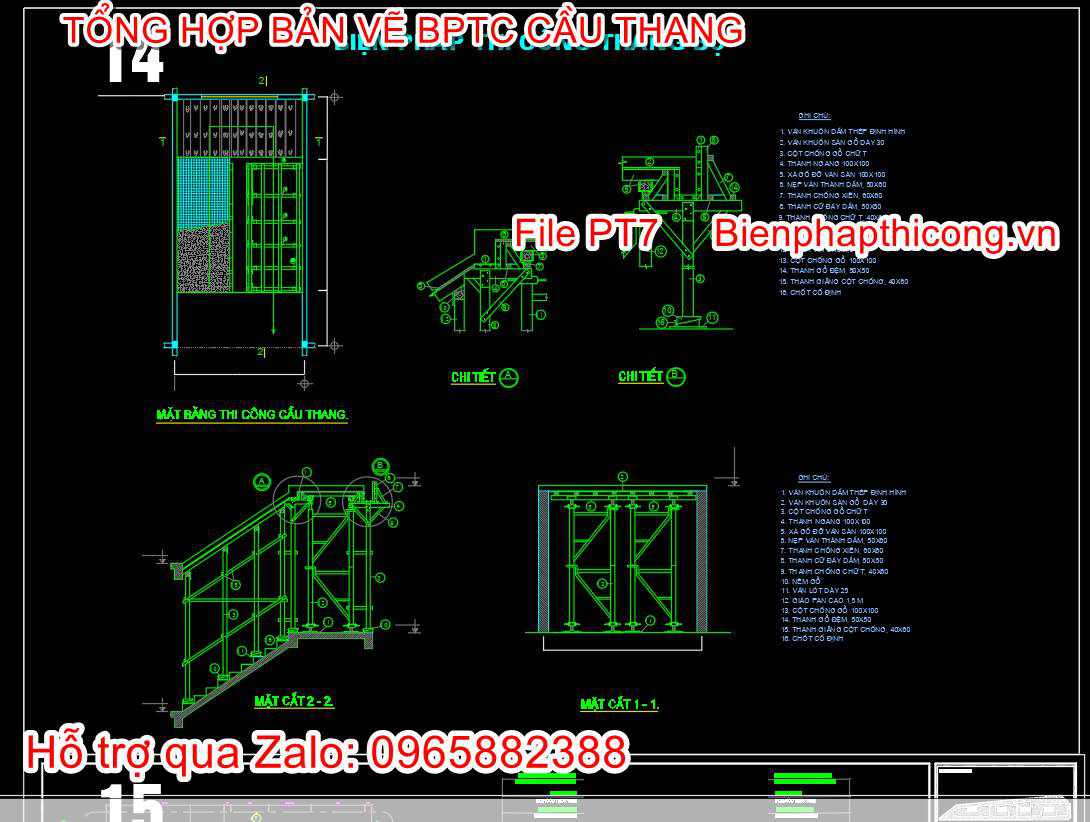 Bản vẽ bptc cầu thang cad.